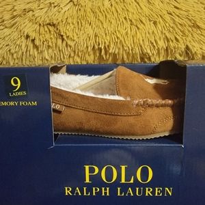Polo Ralph Lauren Memory Foam Nubuck Outer Material Fur Inside Slippers